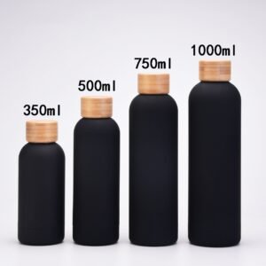A collection of colorful 17oz/500ml narrow mouth stainless steel thermal flask water bottle with premium soft-touch rubber paint finish. Ideal for custom branding and high-end retail supply.