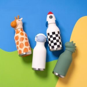 Cartoon head water bottle flask Bulk blue 316 stainless steel kids water bottle with 3D astronaut cartoon head lid, by Zhangjiakou Yinfan Co., Ltd.