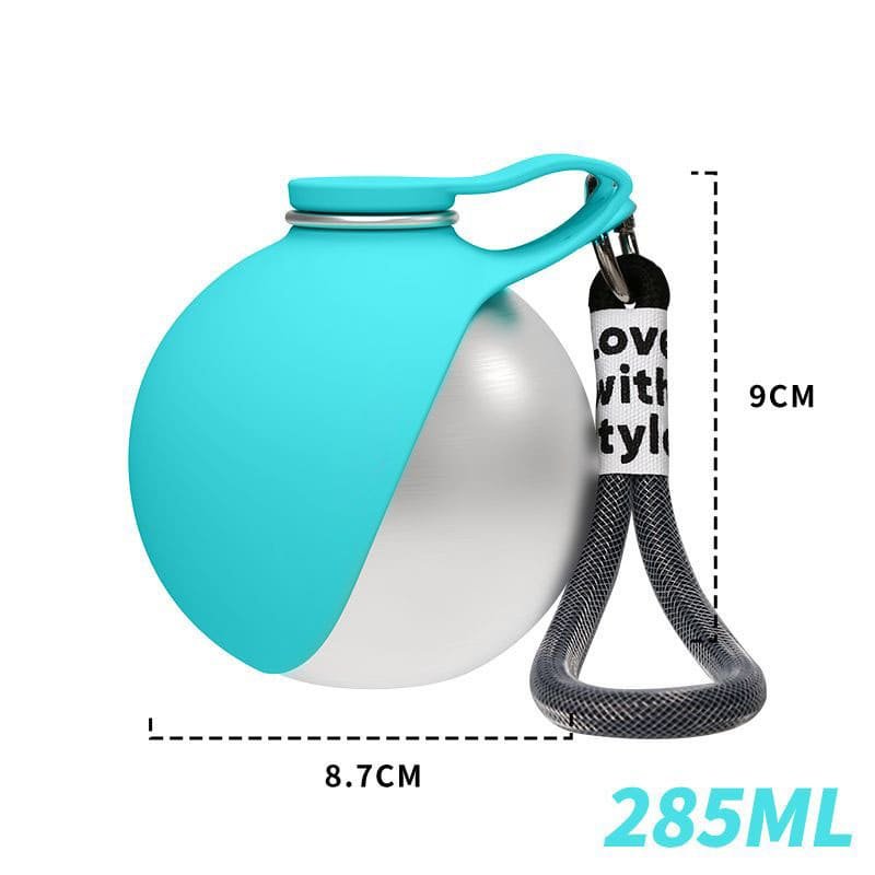 Foldable Silicone Pet Water Bottle with Anti-Bacterial SUS 304 Egg-Shaped Steel Chamber, Wide-Mouth Leaf-Style Leaf Drinking Bowl and Tactical Carabiner Loop (285ml) - 26691 - Image 5