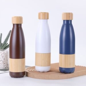 Premium eco friendly vacuum flasks in bulk supply from Zhangjiakou Yinfan for sustainable merchandising lines. Eco-Friendly Bamboo Cola Shape Insulated Bottle