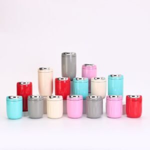 private label mini tumbler wholesale blank in 220ml and 350ml capacities shown in various colors like pink, blue, cream, grey, and red.