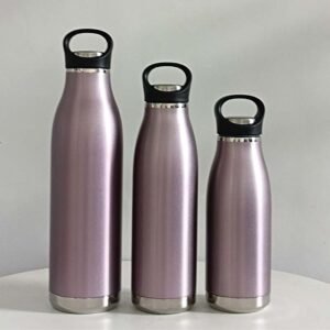 Wholesale presentation of 350ml 500ml and 750ml insulated cola water bottles with carrying loop lids for custom sports brands.