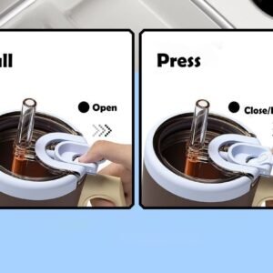Operational diagram demonstrating the pull-to-open and press-to-exhaust leakproof 1100ml Minimalist Tumbler with Lid and Straw