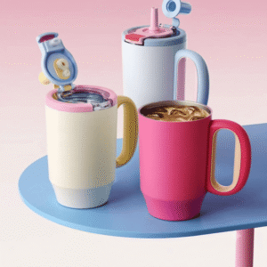 Demonstration of the 3-in-1 680ml 1200ml Dual-Tier Lid Handle Tumbler.
