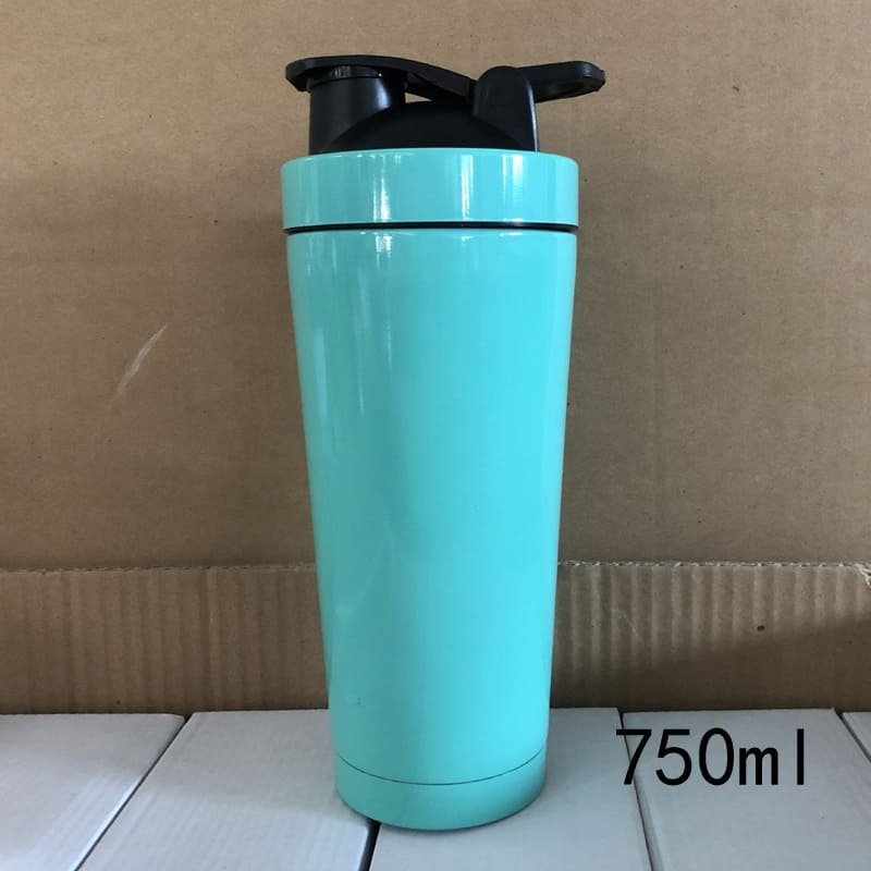 Close-up of the leakproof flip lid and carry handle on a gym shaker bottle.