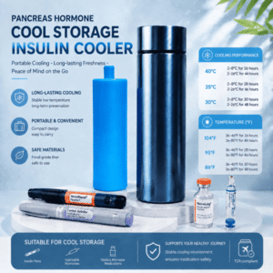 IngFan patented silicone liner insulin travel cooler bottle pen case with long-lasting cold retention performance.
